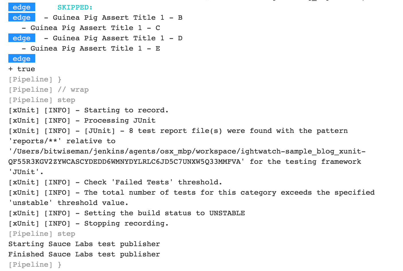 xUnit plugin console output